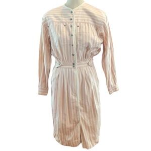 Vtg 1990s Liz Claiborne dress vertically striped pink white 100% cotton size 6